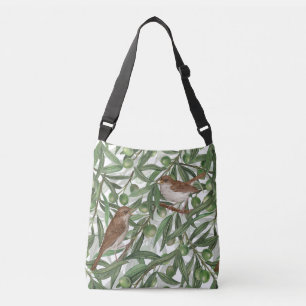 Nightingales in the olive tree crossbody bag