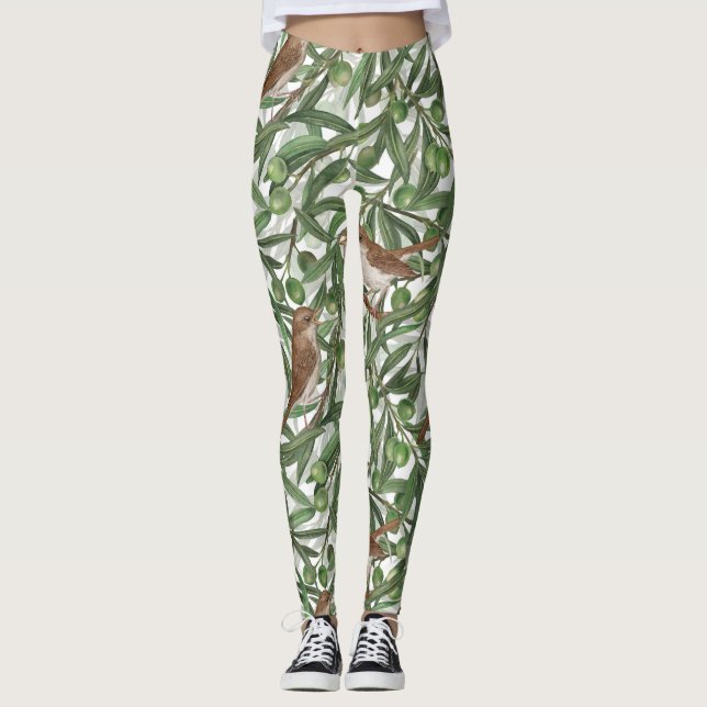 Nightingales in the olive tree leggings (Front)