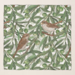 Nightingales in the olive tree scarf<br><div class="desc">Hand-painted watercolor pattern with 2 nightingales perching on olive branches</div>