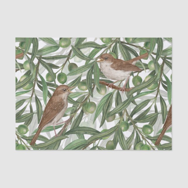Nightingales in the olive tree tissue paper (Front)