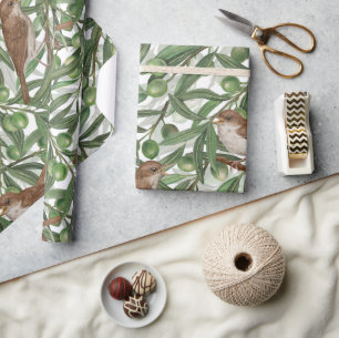 Nightingales in the olive tree wrapping paper