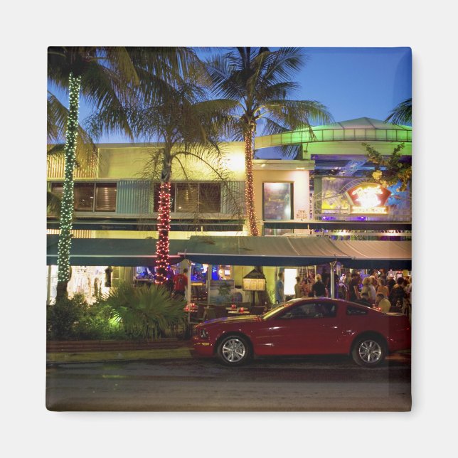 Nightlife on Ocean Drive, South Beach, Miami Magnet (Front)