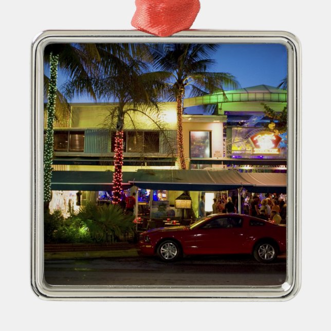 Nightlife on Ocean Drive, South Beach, Miami Metal Ornament (Front)