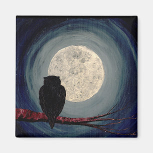 NIGHTLY COMPANIONS (an owl & moon design) ~ Magnet