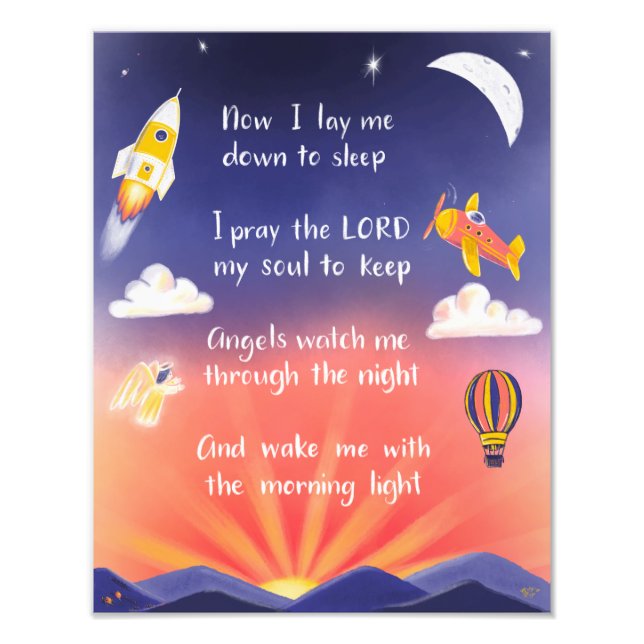 Nightly Prayer for Children Art Photo Print (Front)