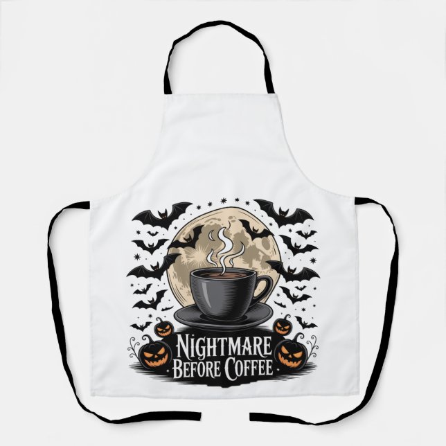 Nightmare Before Coffee Halloween Apron (Front)