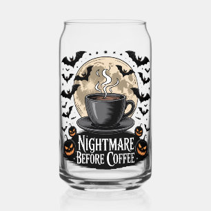 Nightmare Before Coffee Halloween Can Glass
