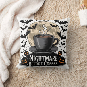 Nightmare Before Coffee Halloween Cushion