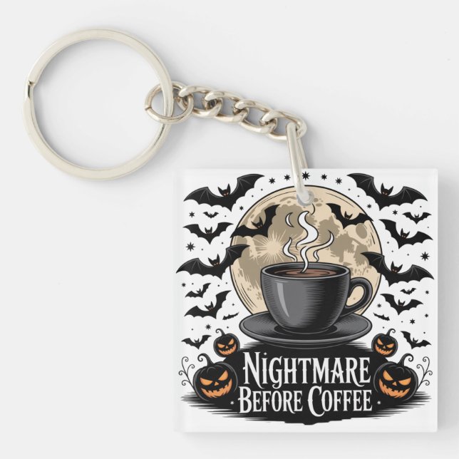 Nightmare Before Coffee Halloween Key Ring (Front)