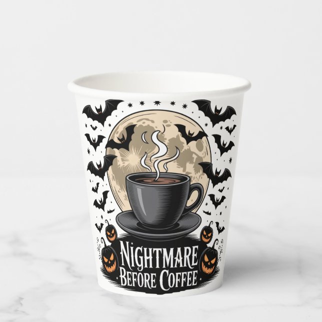 Nightmare Before Coffee Halloween Paper Cups (Front)