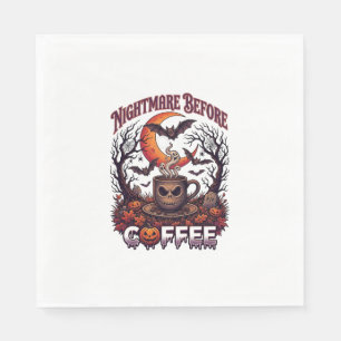 Nightmare Before Coffee Halloween Skull Mug Ghost Napkin