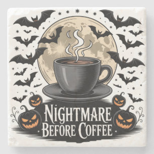 Nightmare Before Coffee Halloween Stone Coaster