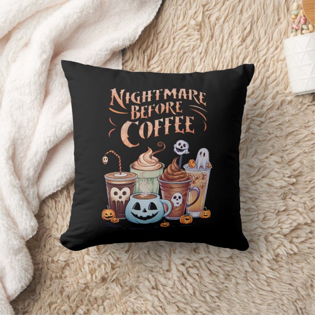 Nightmare Before Coffee Pumpkin Spice Halloween Cushion (Blanket)