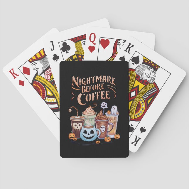Nightmare Before Coffee Pumpkin Spice Halloween Playing Cards (Back)