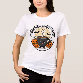 Nightmare before Coffee with Halloween pumpkins Tri-Blend Shirt