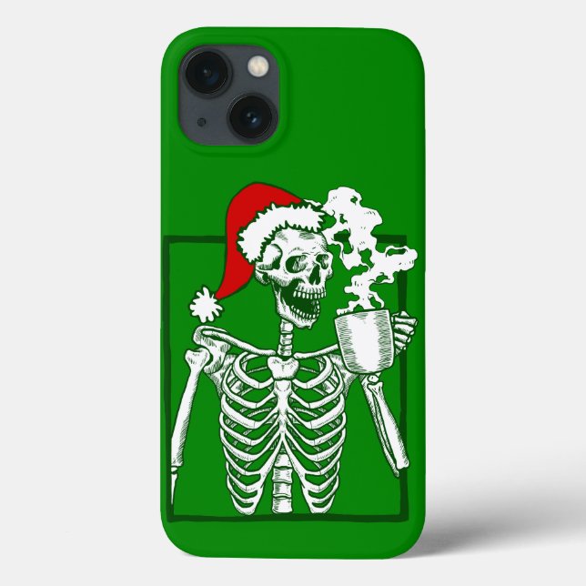 nightmare christmas skeleton drinking coffee skull Case-Mate iPhone case (Back)