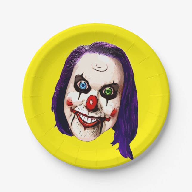 Nightmare Clown Self Portrait Paper Plate (Front)