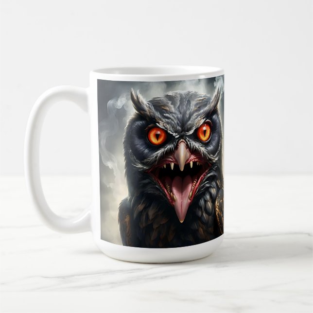 "Nightmare Wings: The Fanged Vampire Owl" Coffee Mug (Left)