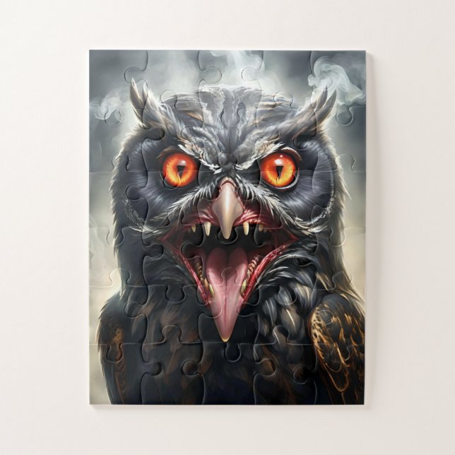 "Nightmare Wings: The Fanged Vampire Owl" Jigsaw Puzzle (Vertical)