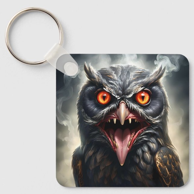 "Nightmare Wings: The Fanged Vampire Owl" Key Ring (Front)