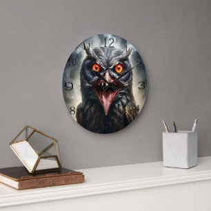 "Nightmare Wings: The Fanged Vampire Owl" Large Clock