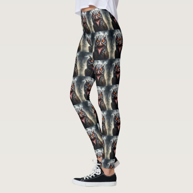 "Nightmare Wings: The Fanged Vampire Owl" Leggings (Left)