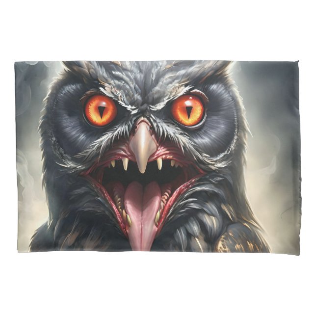 "Nightmare Wings: The Fanged Vampire Owl" Pillowcase (Front)