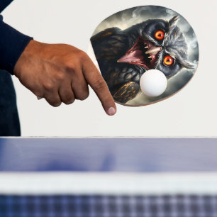 "Nightmare Wings: The Fanged Vampire Owl" Ping Pong Paddle
