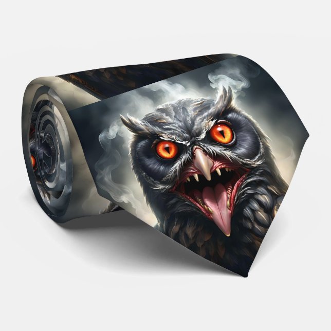 "Nightmare Wings: The Fanged Vampire Owl" Tie (Rolled)