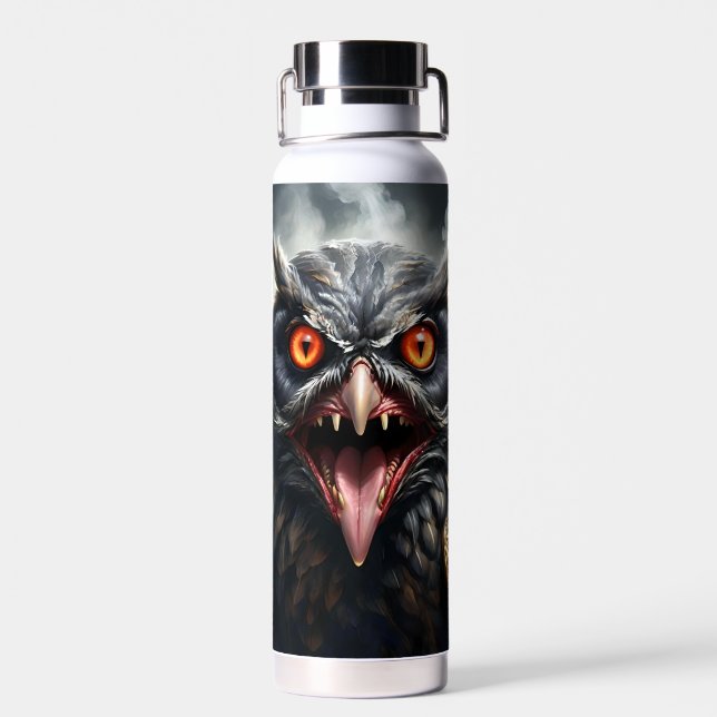 "Nightmare Wings: The Fanged Vampire Owl" Water Bottle (Back)