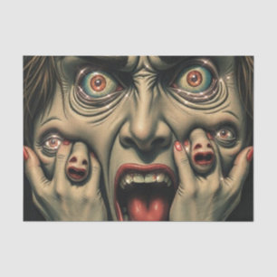 Nightmarish surreal faces tissue paper