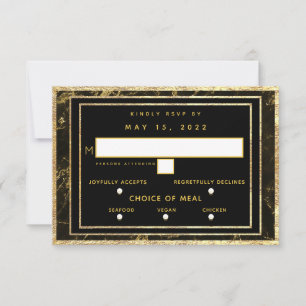 Nights In Granite Gold Wedding 3 Meal Choice RSVP Card