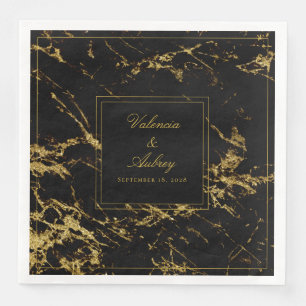 Nights In Granite & Gold Wedding 8 Inch Napkin