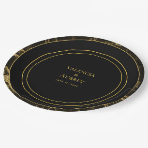 Nights In Granite & Gold Wedding 9 Inch Dinner Paper Plate