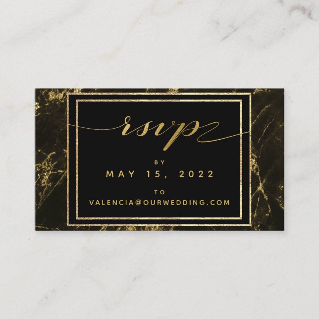 Nights In Granite & Gold Wedding Online RSVP Card (Front)