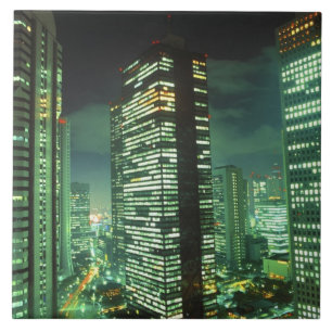 Nightscape, Shinjuku, Tokyo, Japan Ceramic Tile