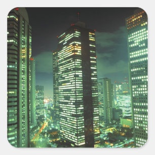 Nightscape, Shinjuku, Tokyo, Japan Square Sticker