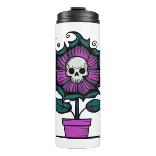 Nightshade Flower With Skull in Centre Thermal Tumbler
