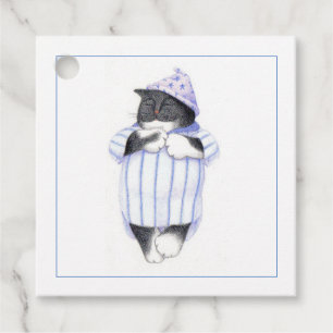 NIGHTSHIRT CAT Square Gift Tags