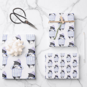 NIGHTSHIRT CAT Wrapping Paper 3 Flat Sheets