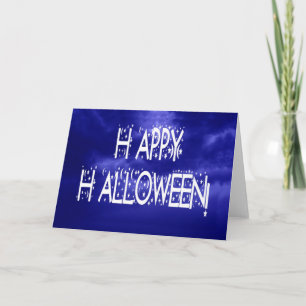 Nighttime Blue Happy Halloween Text Card