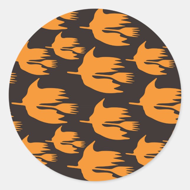 Nighttime Broom Ride - seamless Halloween pattern Classic Round Sticker (Front)