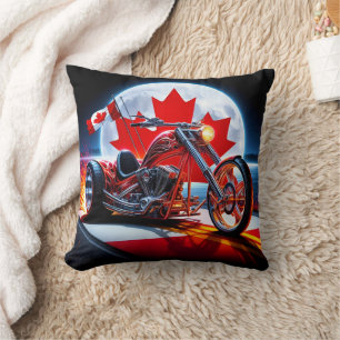 Nighttime Canadian pride on a custom bike Cushion