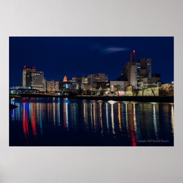 Nighttime Cityscape of Rochester, Minnesota Poster (Front)