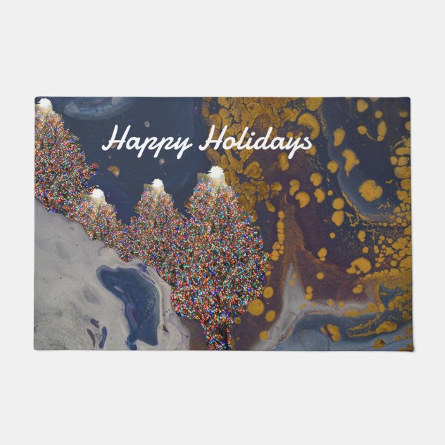 Nighttime Colourful Christmas Doormat (Front)