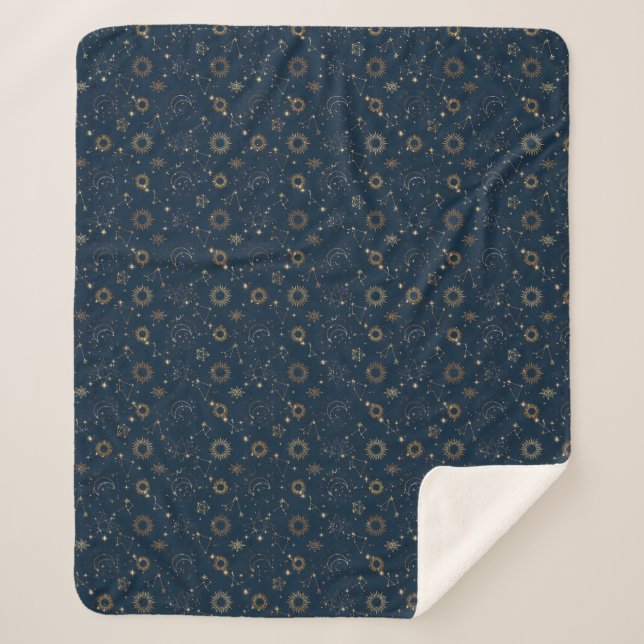 Nighttime Constellations Sherpa Blanket (Front)