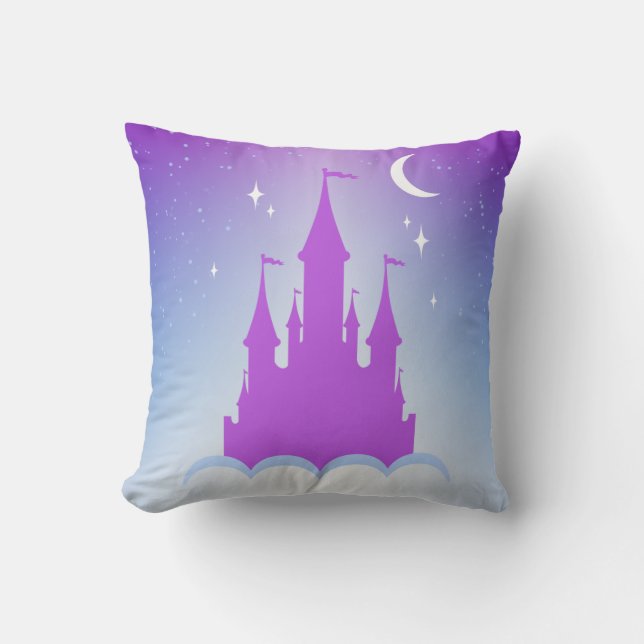 Nighttime Dreamy Castle In The Clouds Starry Sky Cushion (Front)