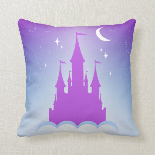 Nighttime Dreamy Castle In The Clouds Starry Sky Cushion