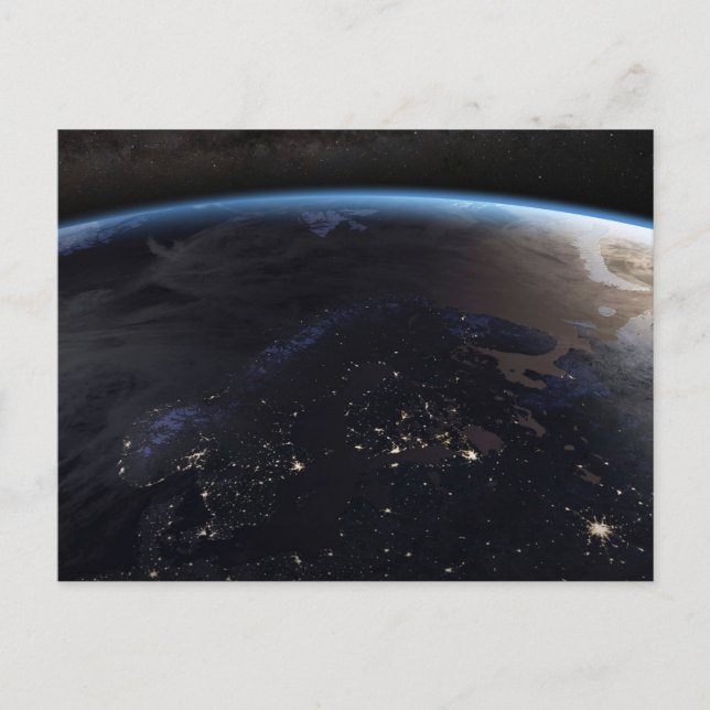 Nighttime Far Northern Europe Postcard (Front)