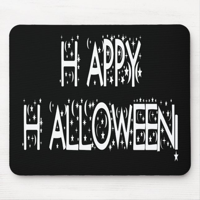 Nighttime Happy Halloween Text Mouse Pad (Front)
